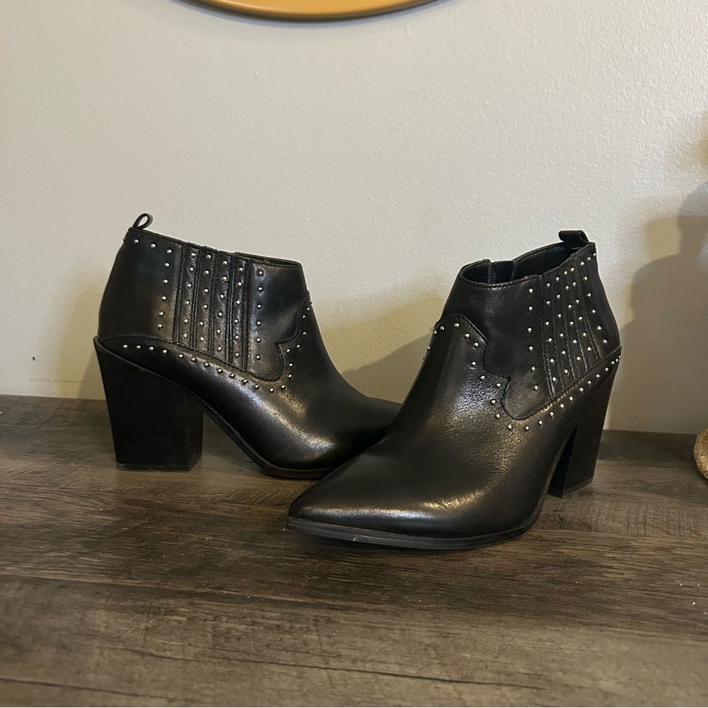 WOMENS ALDO CASUAL BLACK Western STUDDED BOOTIES SIZE 8